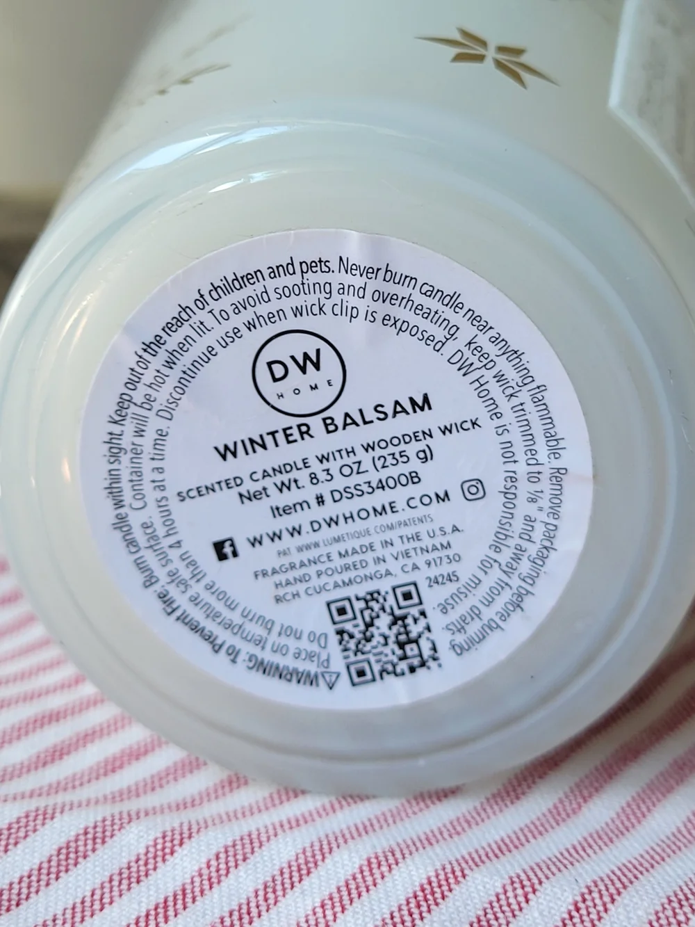 DW Home Winter Balsam Candle with Wooden Wick